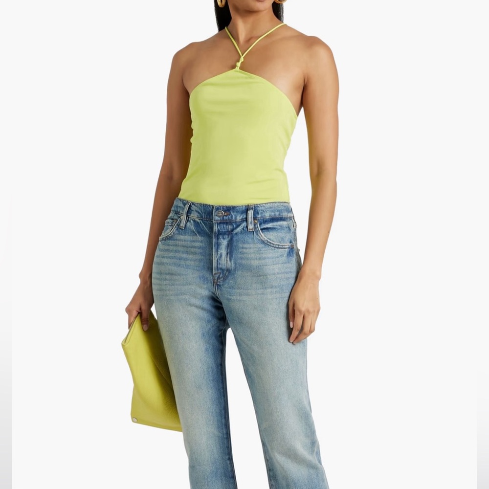 Frame Knotted Jersey bodysuit, lime green, size medium